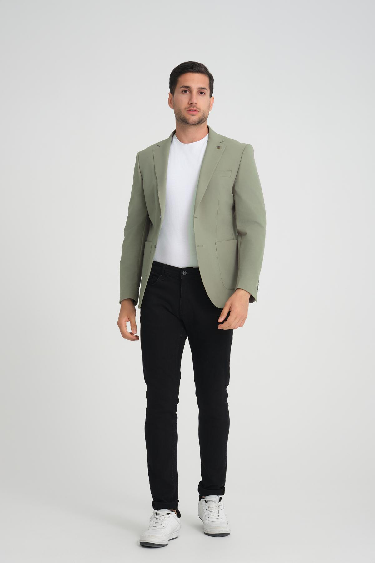 Men single-breasted blazer wholesale Olive color 694219