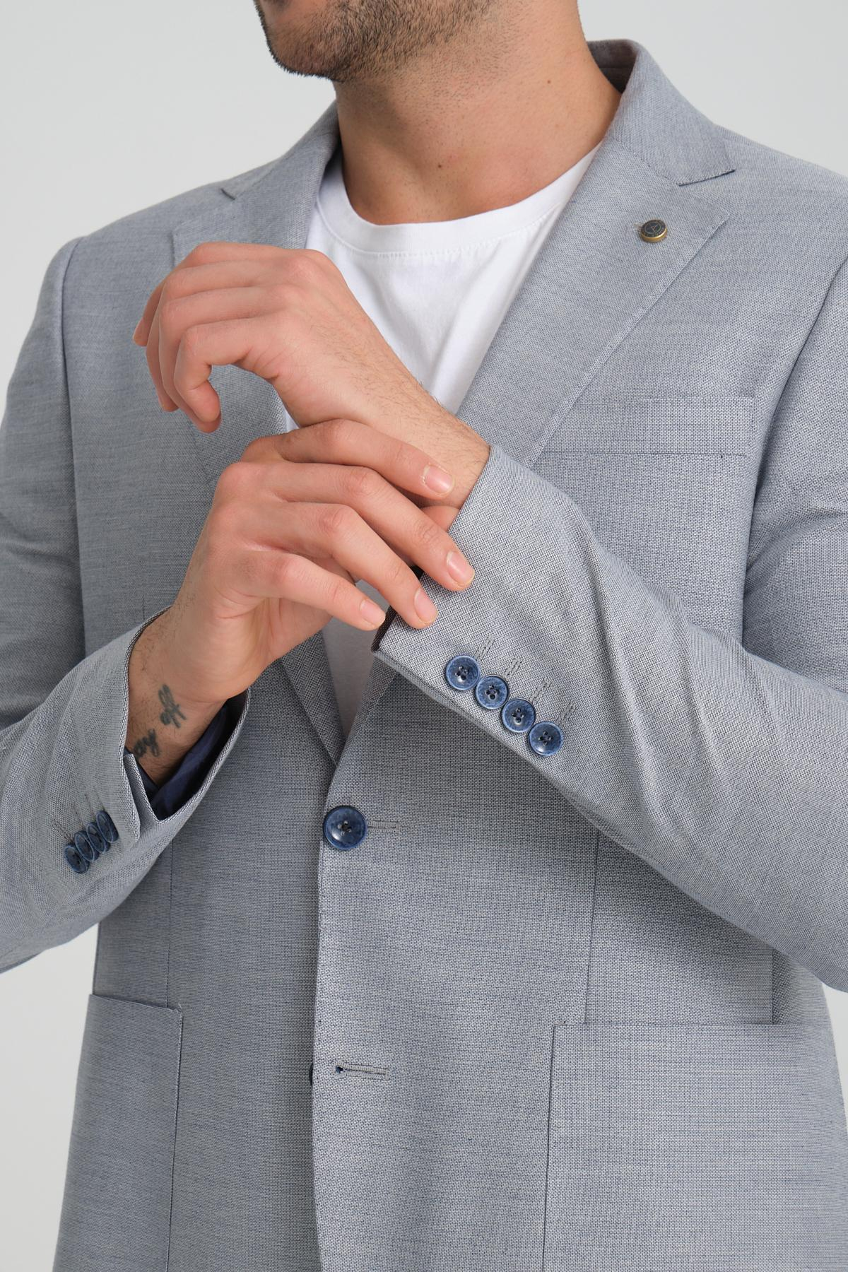 Men single-breasted blazer wholesale Shadow Blue color 694225