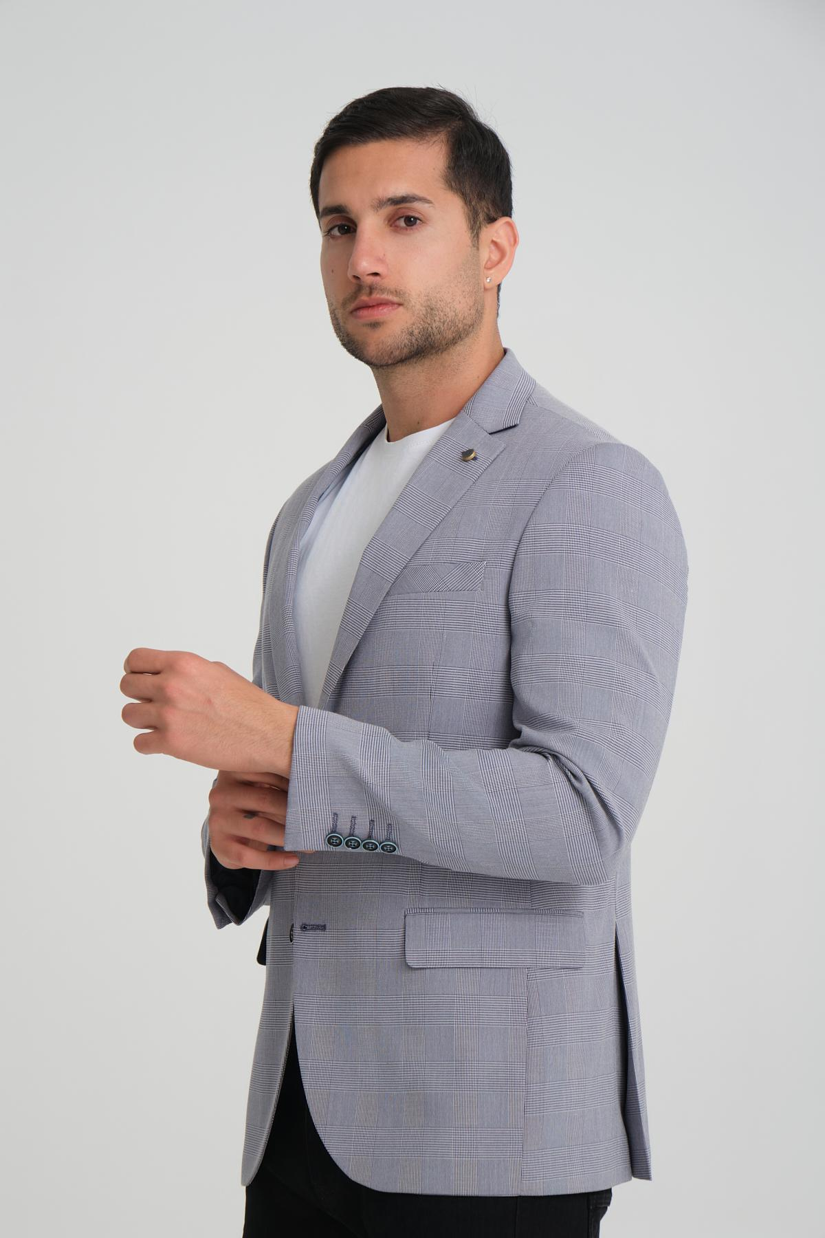 Men single-breasted blazer wholesale Shadow Blue color 694200