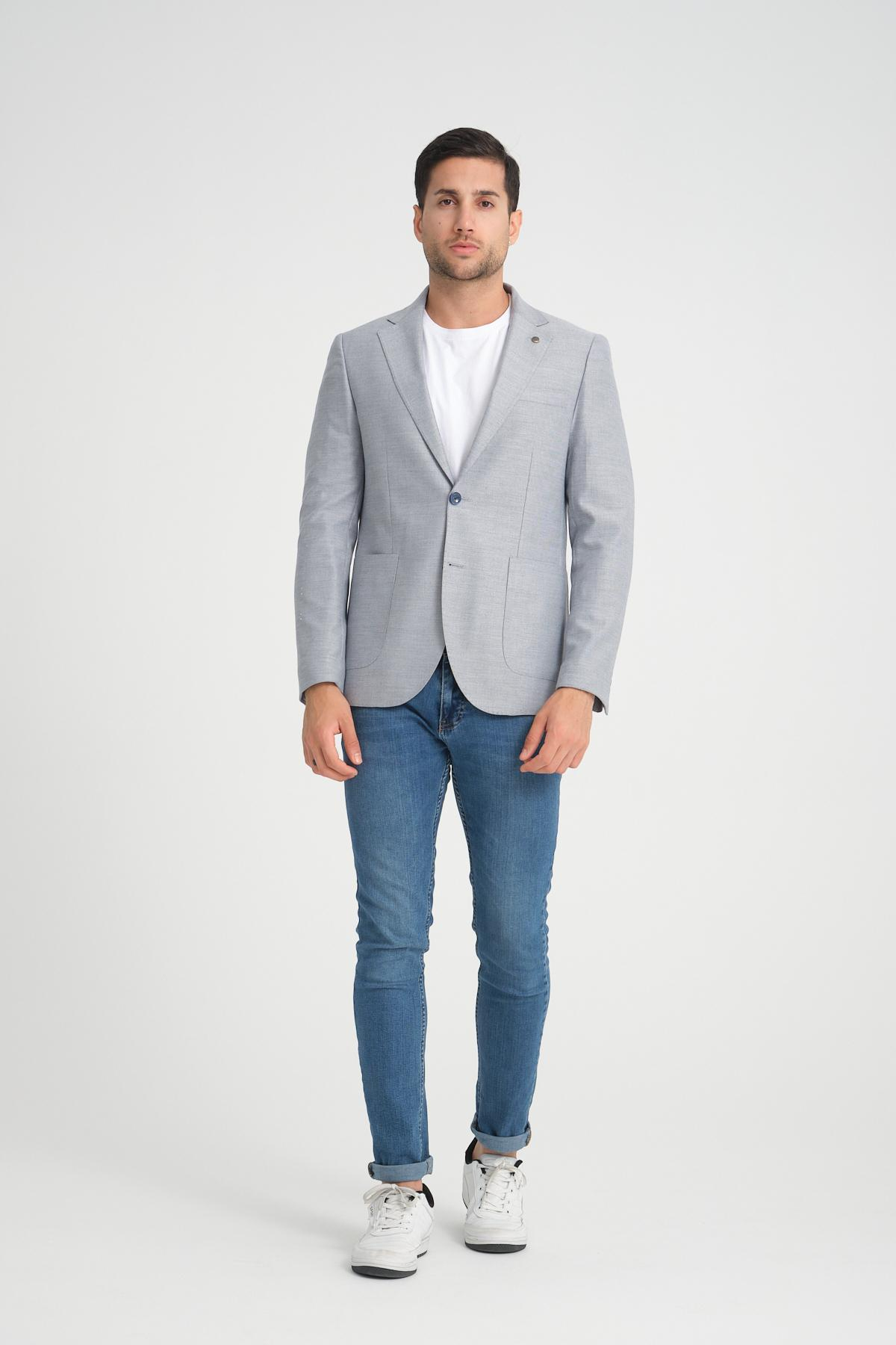 Men single-breasted blazer wholesale Shadow Blue color 694225