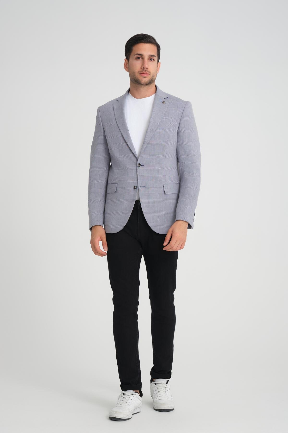 Men single-breasted blazer wholesale Shadow Blue color 694200