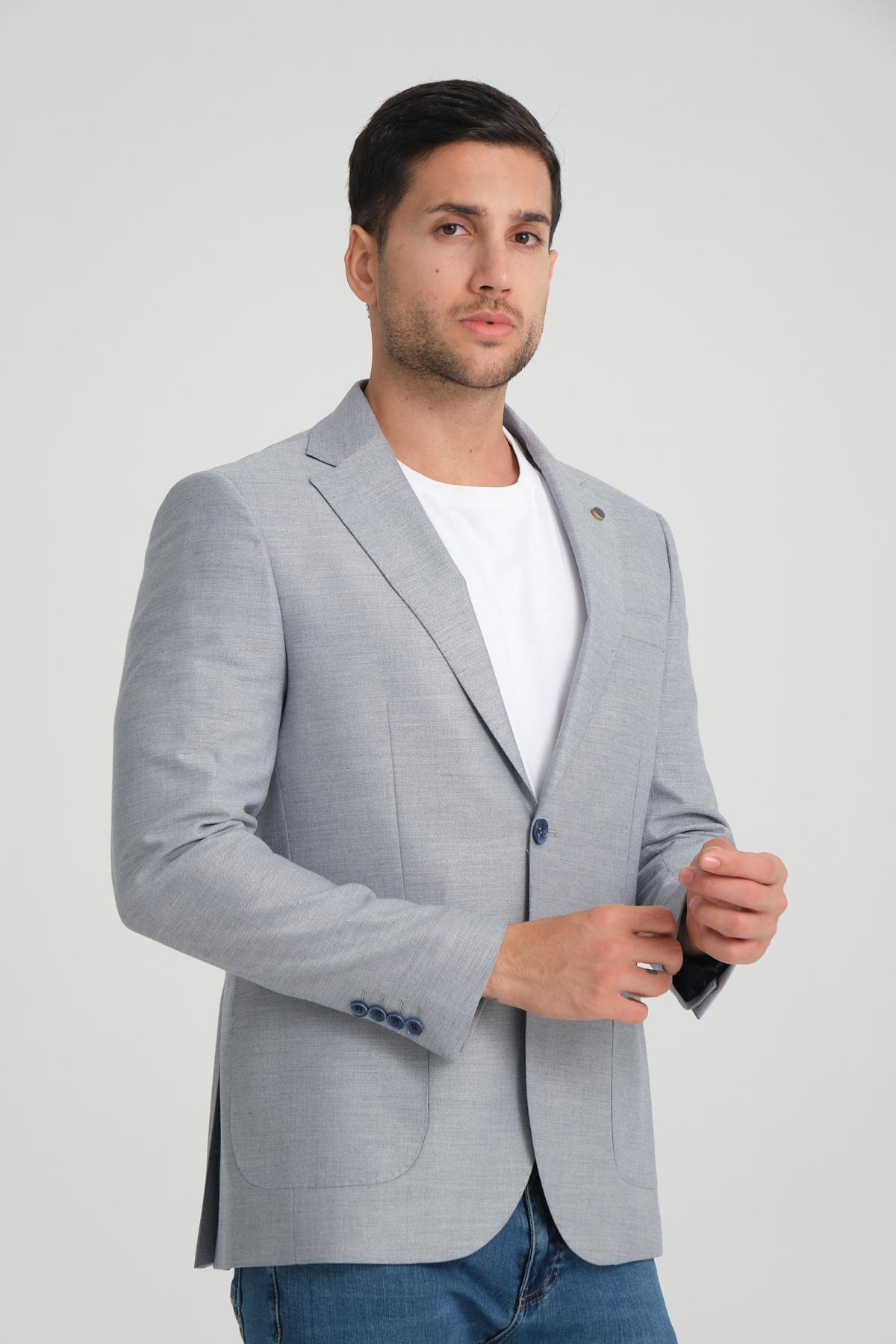 Men single-breasted blazer wholesale Shadow Blue color 694225