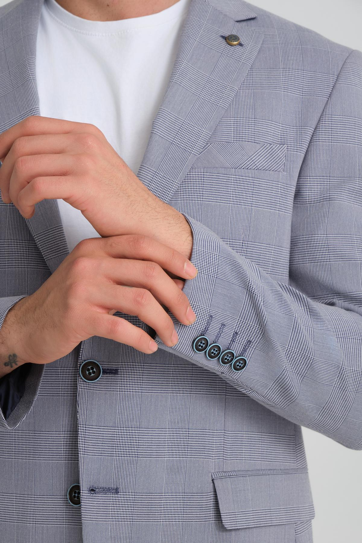 Men single-breasted blazer wholesale Shadow Blue color 694200