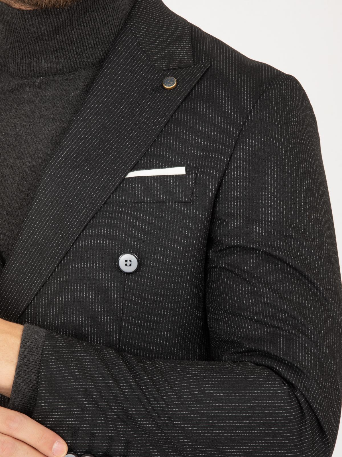 Men striped double breasted two-piece suit wholesale Black color 670910