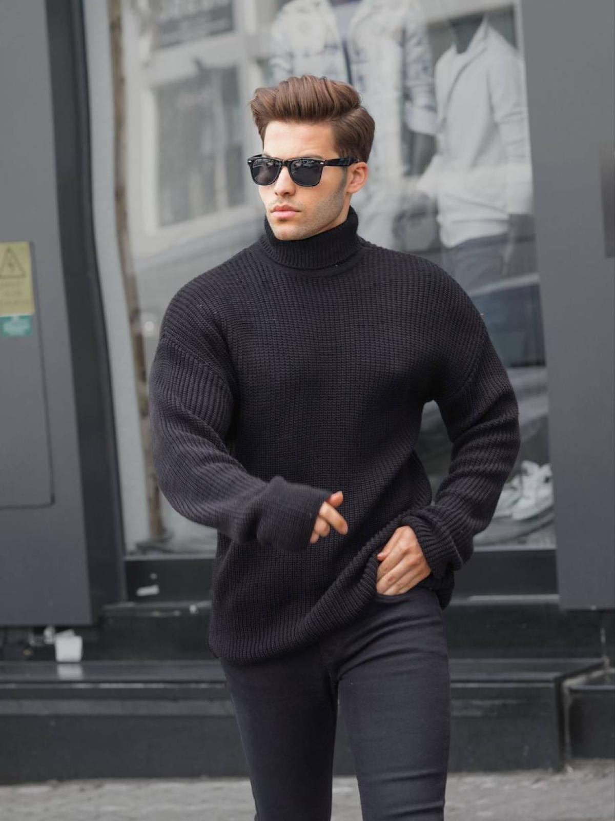 Men turtleneck sweater wholesale Black color 678094