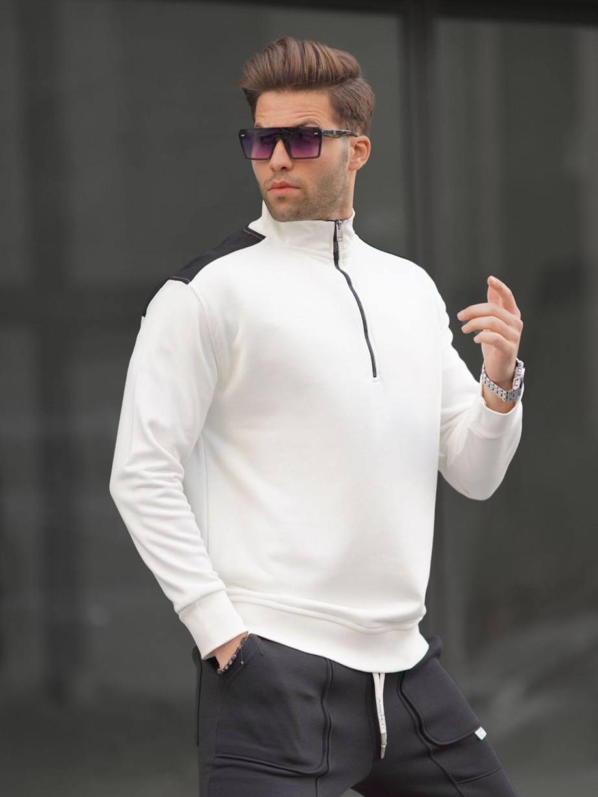 Men zip-neck sweatshirt wholesale White color 678044