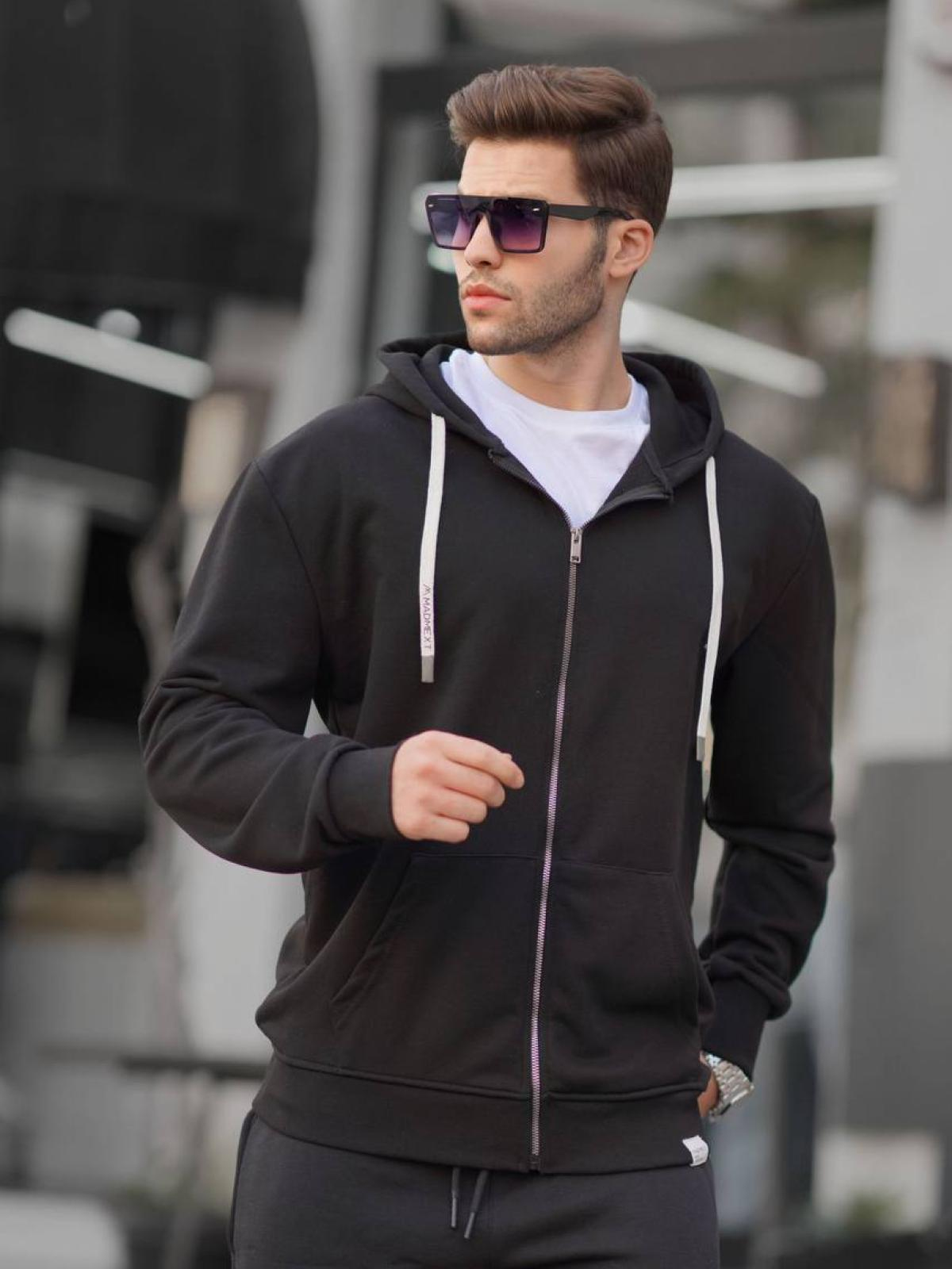 Men zip-up hoodie wholesale Black color 678056