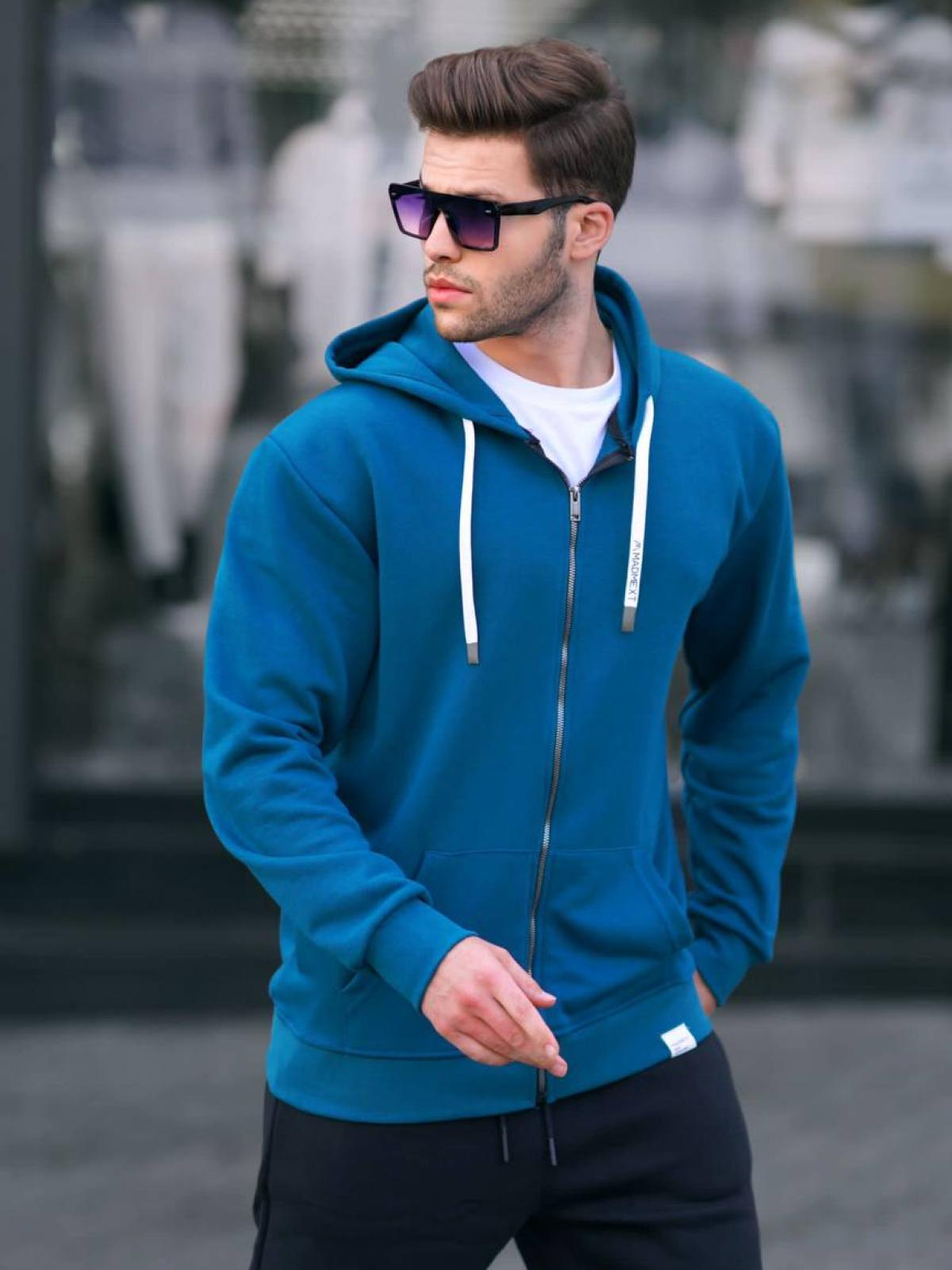 Men zip-up hoodie wholesale Blue color 678057