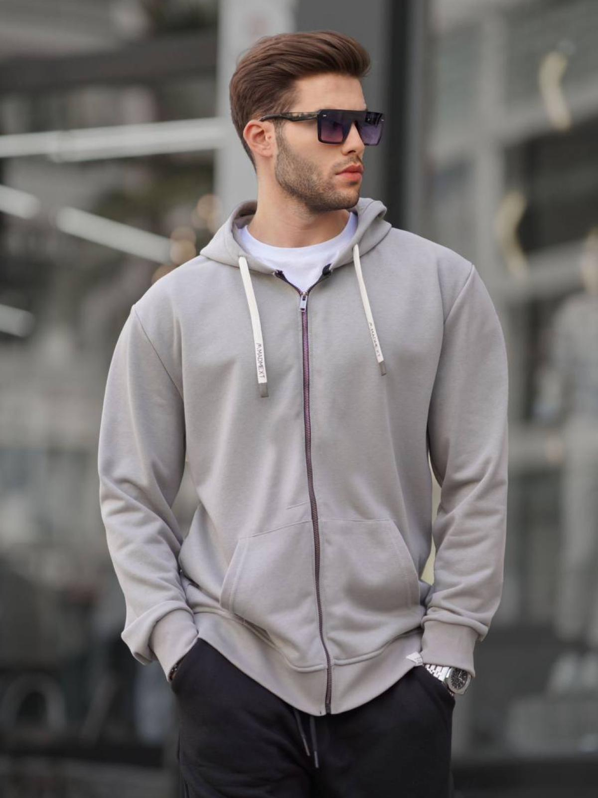 Men zip-up hoodie wholesale Gray color 678065