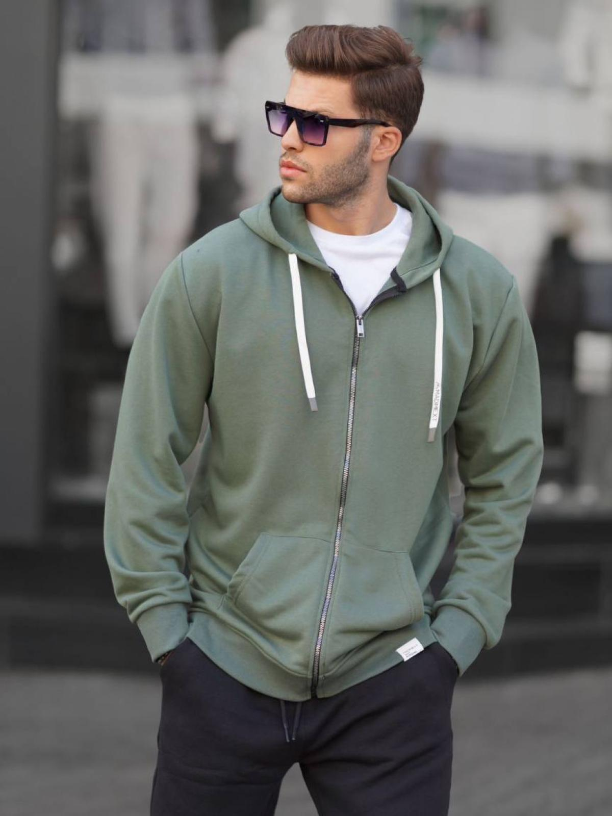 Men zip-up hoodie wholesale Khaki color 678063
