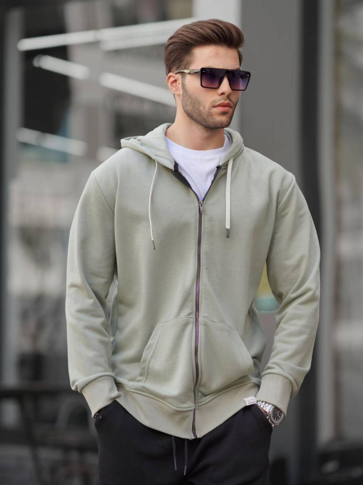 Men zip-up hoodie wholesale Olive color 678062