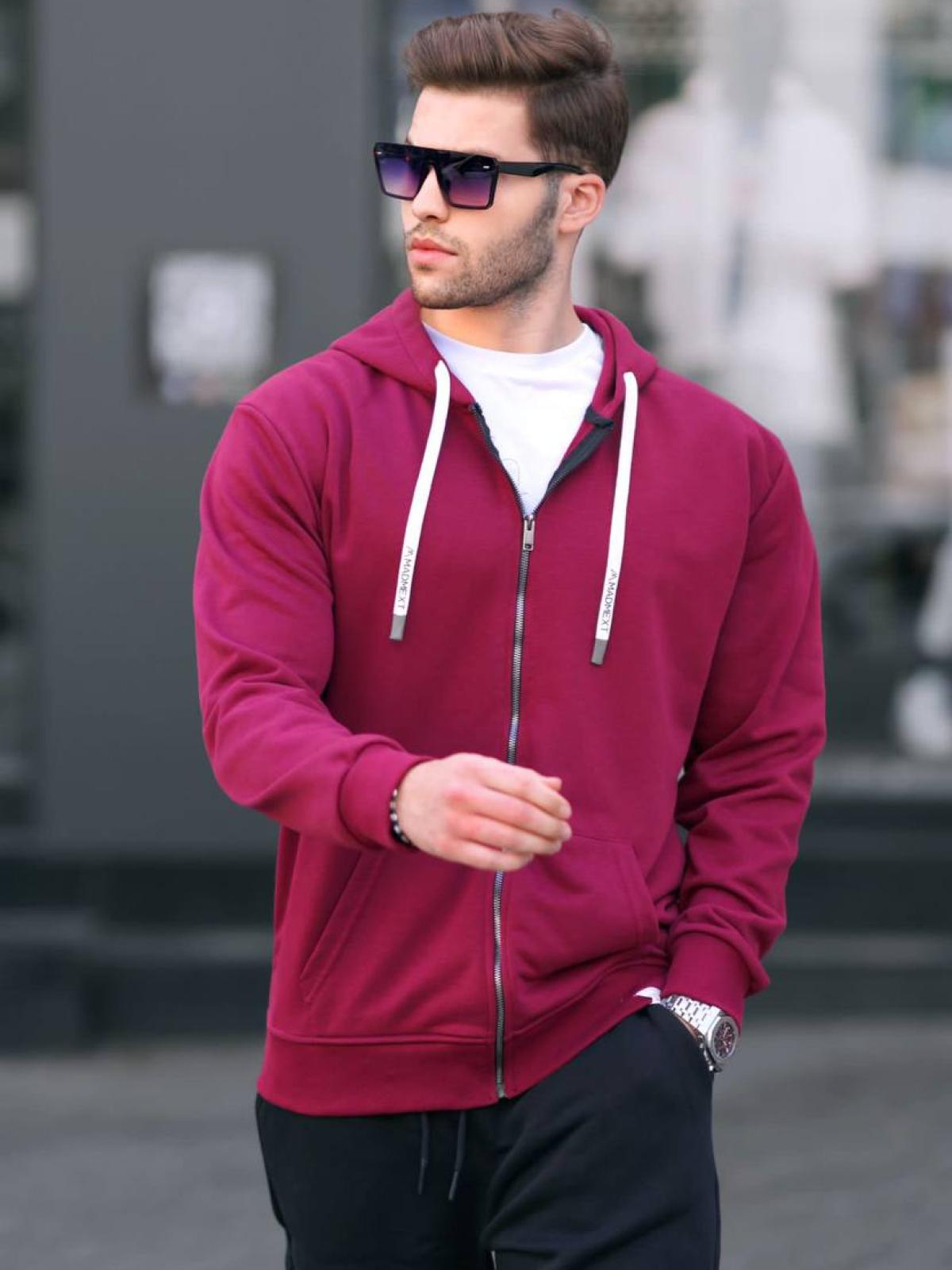 Men zip-up hoodie wholesale Red Plum color 678058
