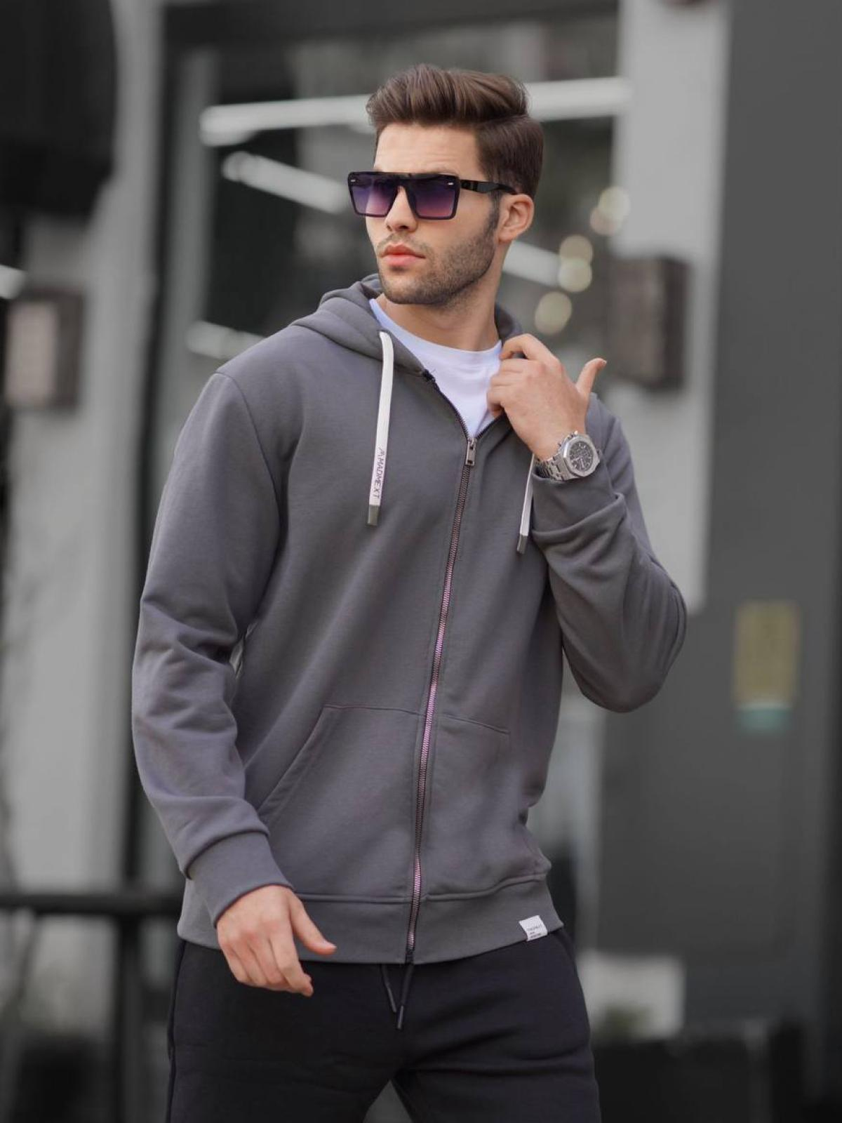 Men zip-up hoodie wholesale Smoke Gray color 678067