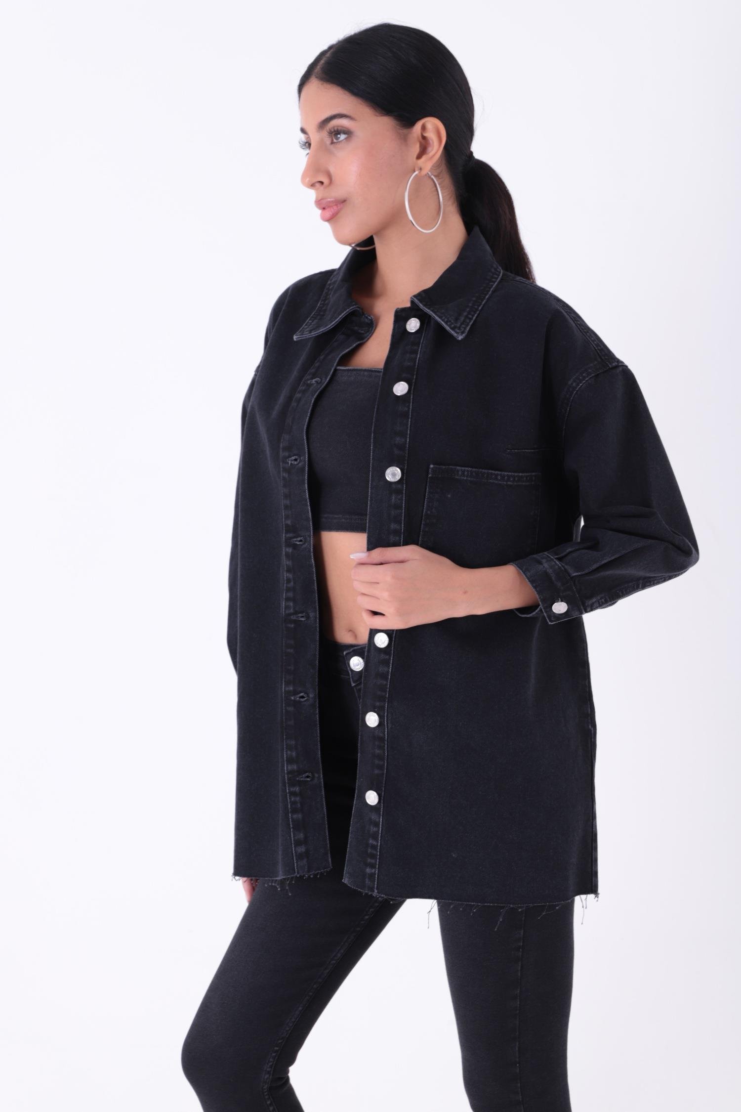 Nakışlı Kot Ceket 6025-17-(S-XL) Slaplı Lacivert