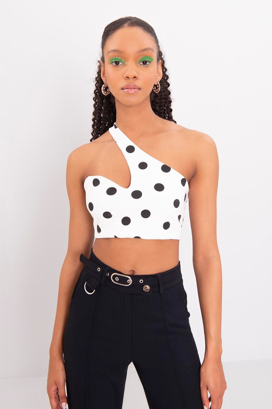 One Shouldered Banded Bustier
