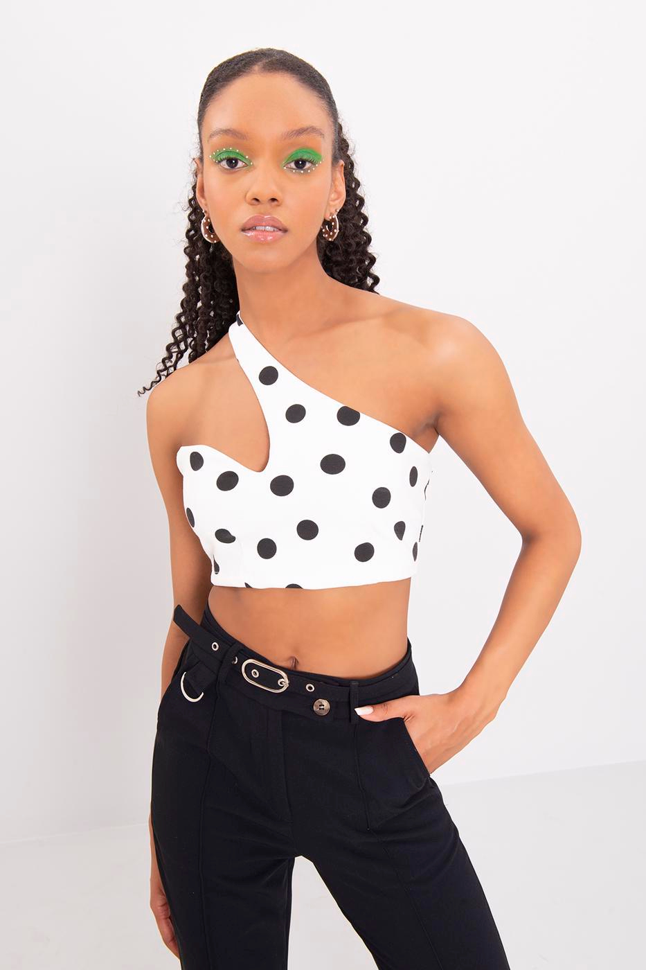 One Shouldered Banded Bustier