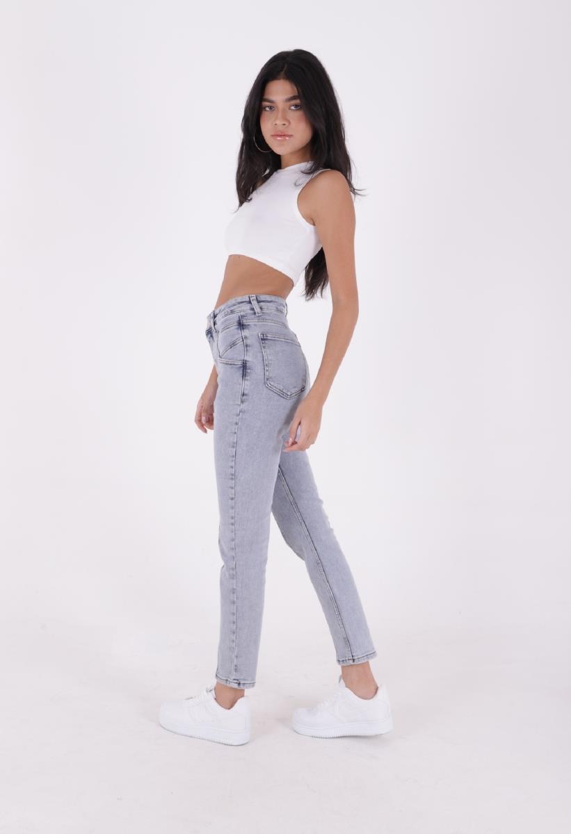 Önü Parçalı Kot Pantolon 7043-08-(26-31)