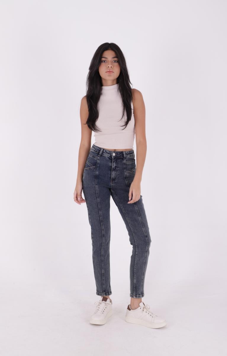 Önü Parçalı Kot Pantolon 7043-08-(26-31)
