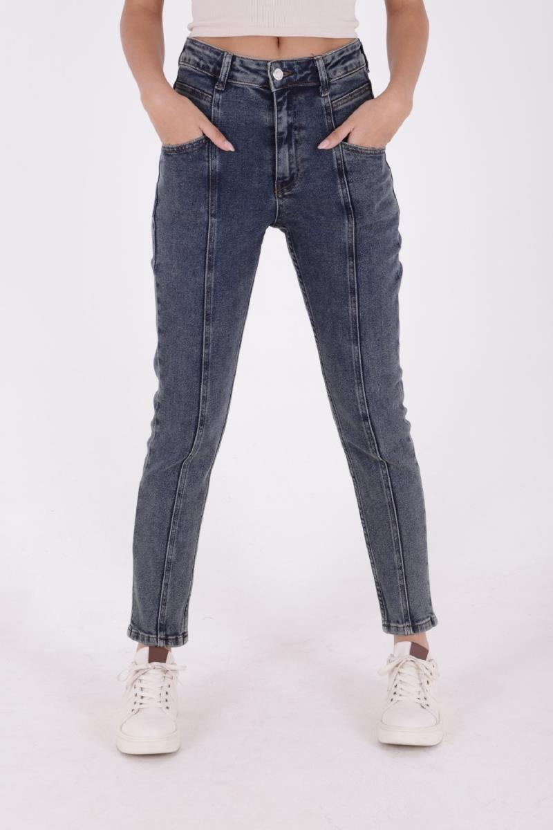 Önü Parçalı Kot Pantolon 7043-08-(26-31)