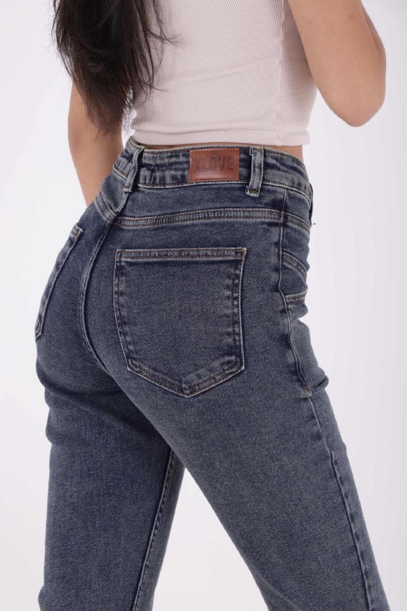 Önü Parçalı Kot Pantolon 7043-08-(26-31)