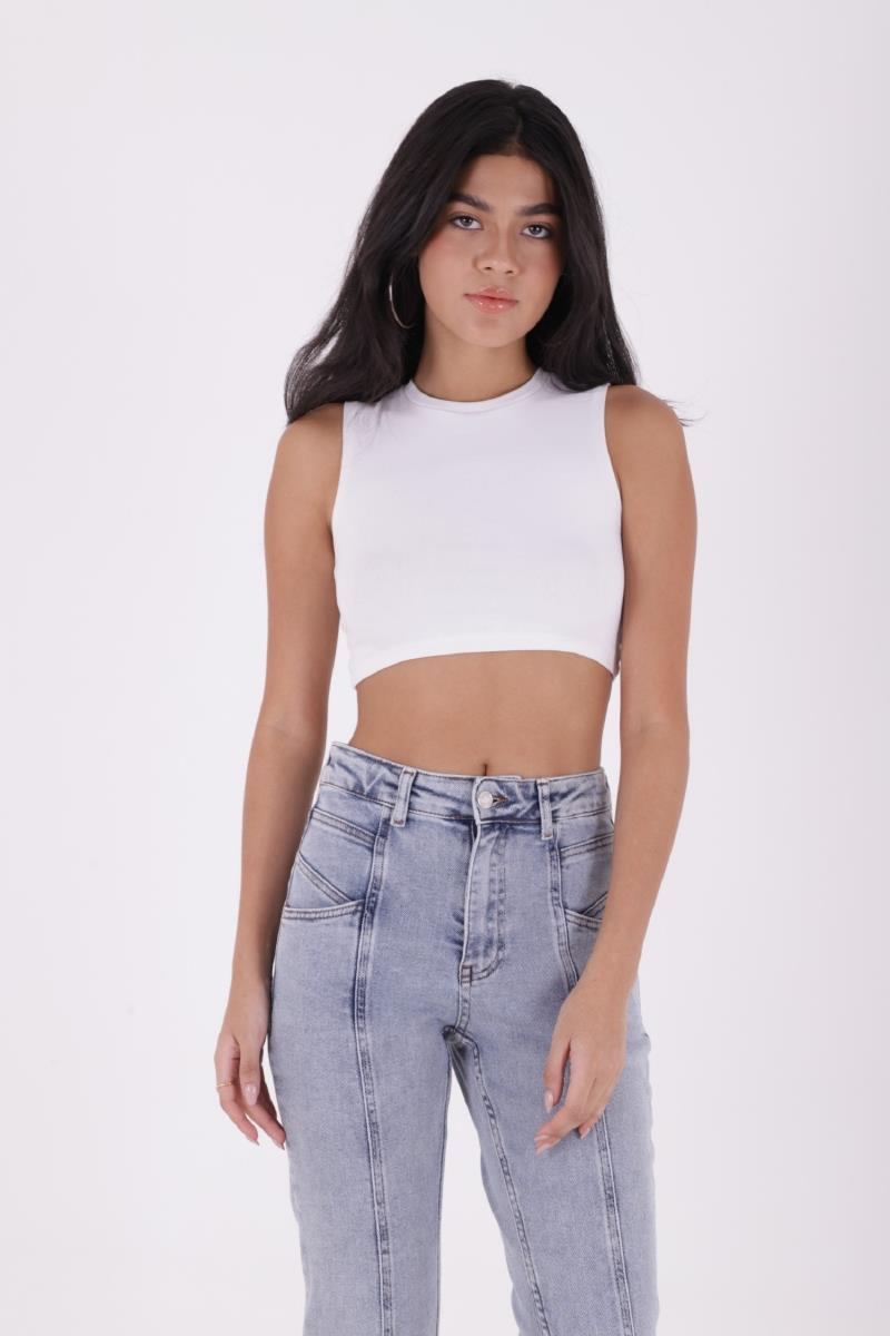 Önü Parçalı Kot Pantolon 7043-08-(26-31)
