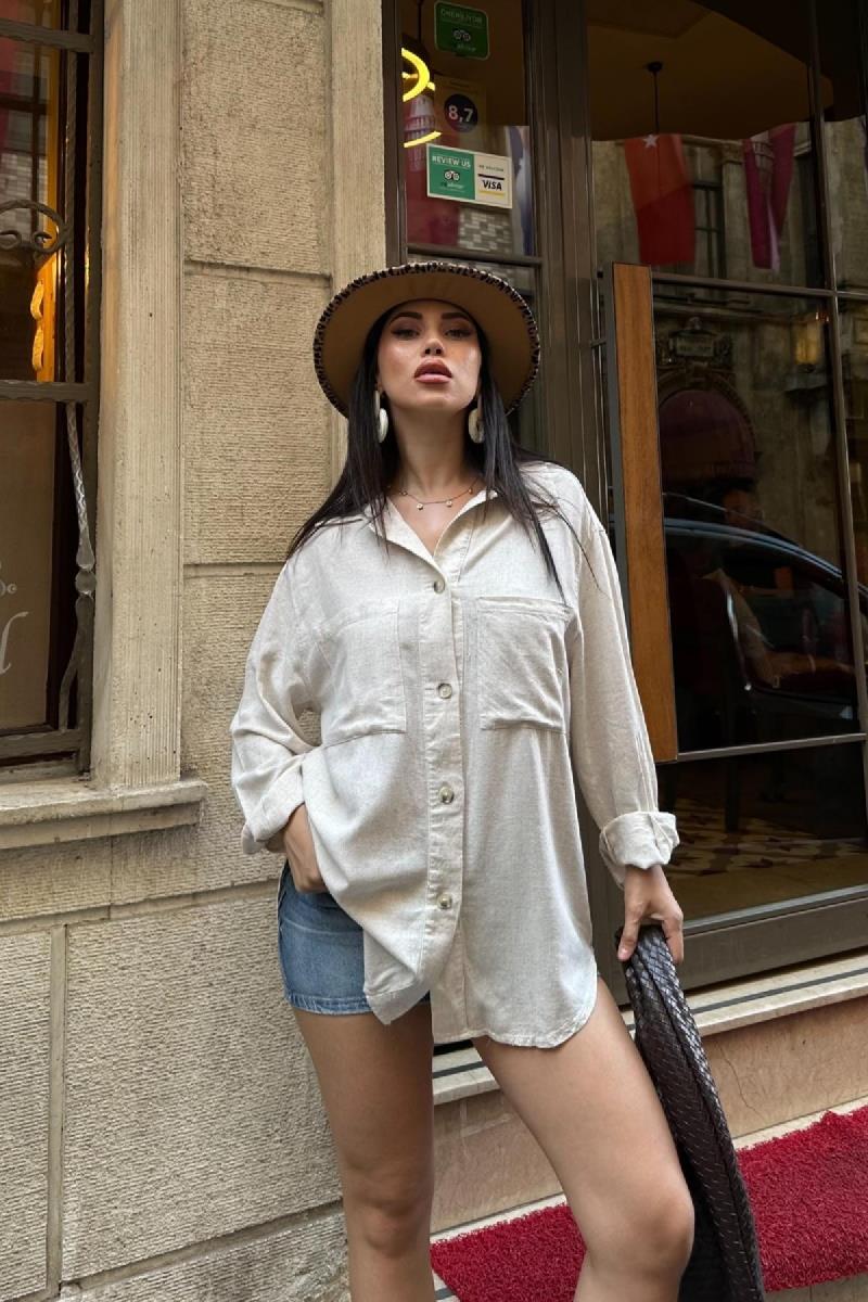 Oversize Düğmeli Gömlek 6207-80-(S+L+3)