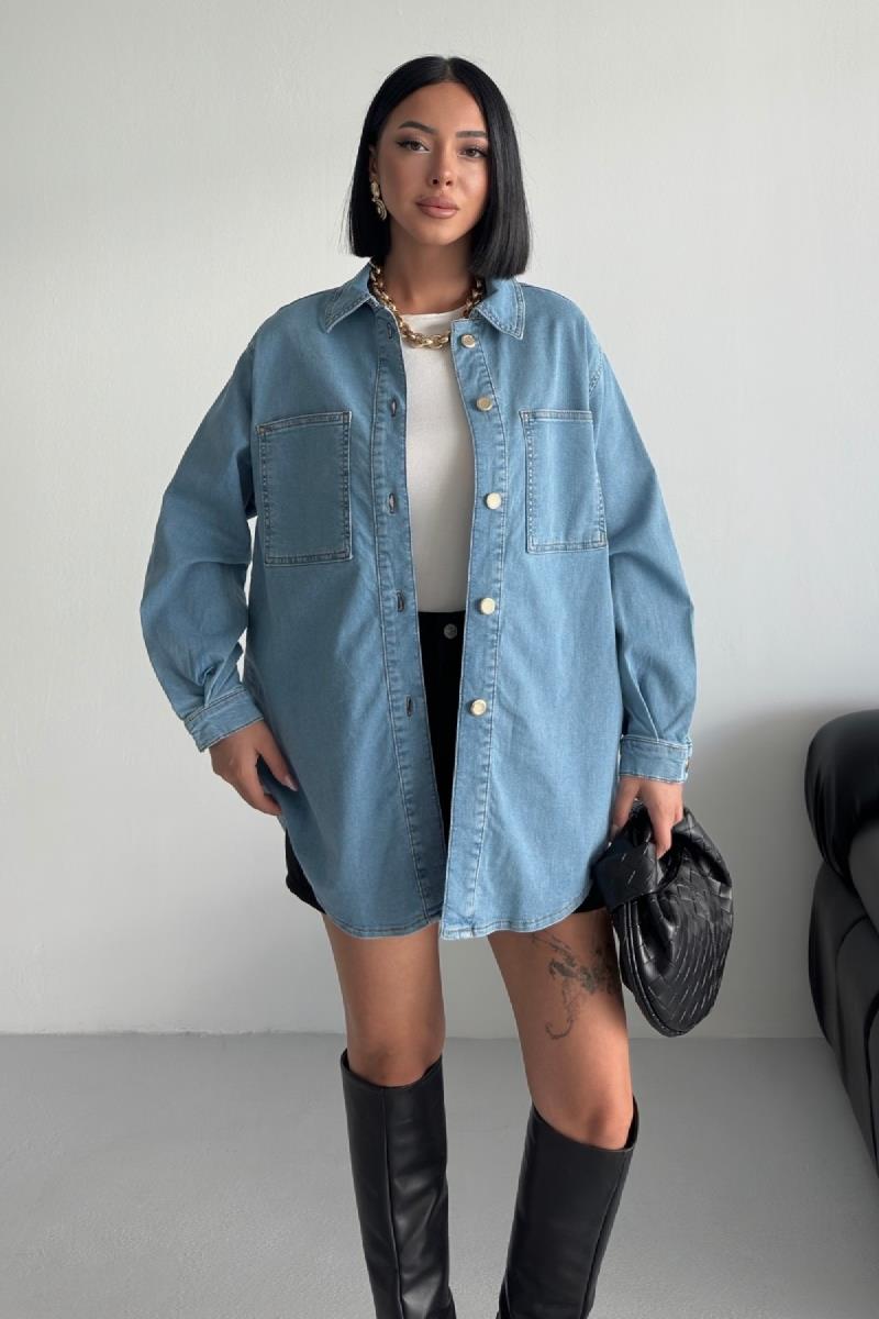 Oversize Kot Gömlek 6090-08-(S+L+3)