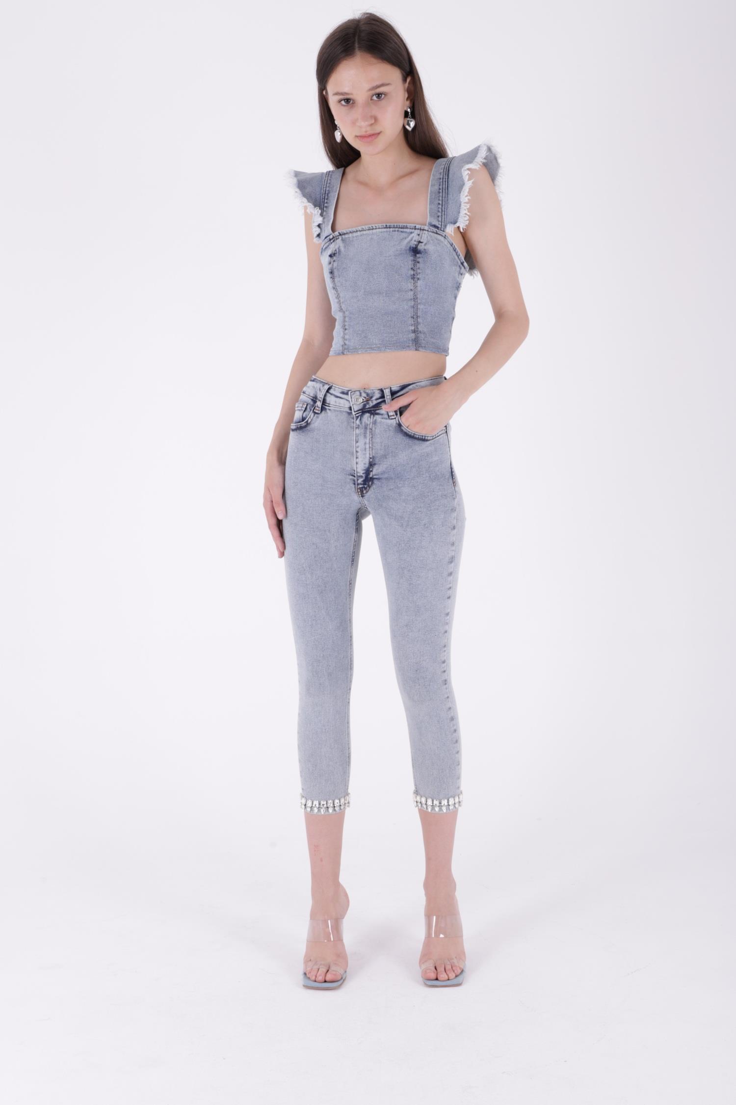Paçasılı Skinny Kot Pantolon 7037-23-(26-31)