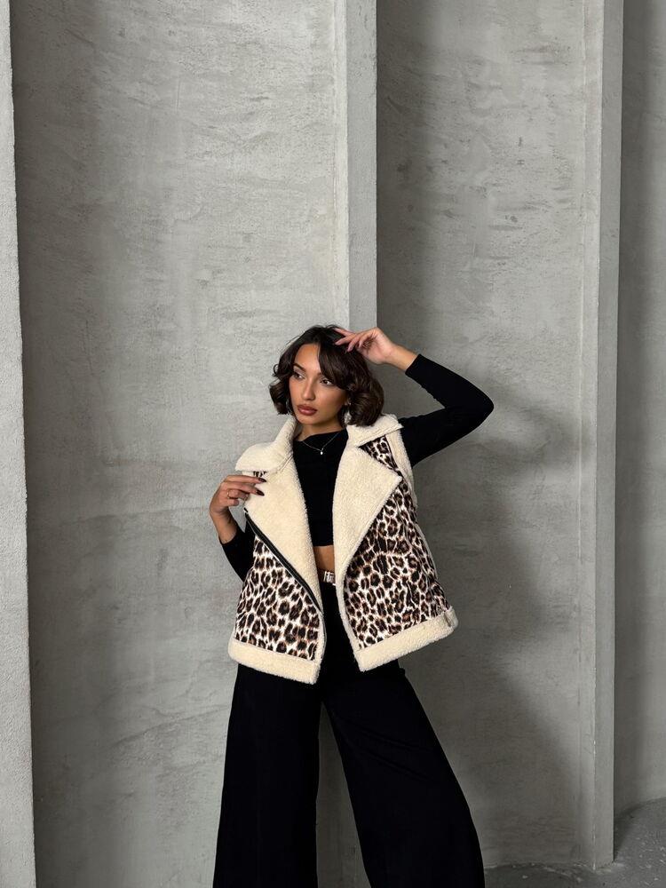 Peluş Toptan Yelek - Leopar D1 | TOPSHOW