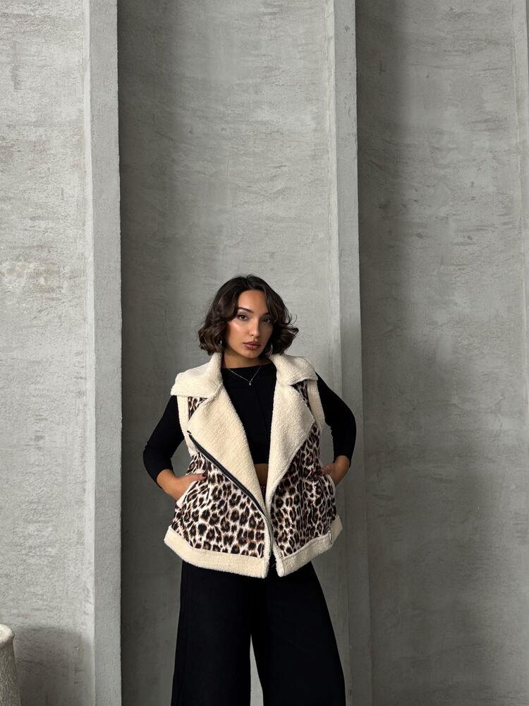Peluş Toptan Yelek - Leopar D1 | TOPSHOW
