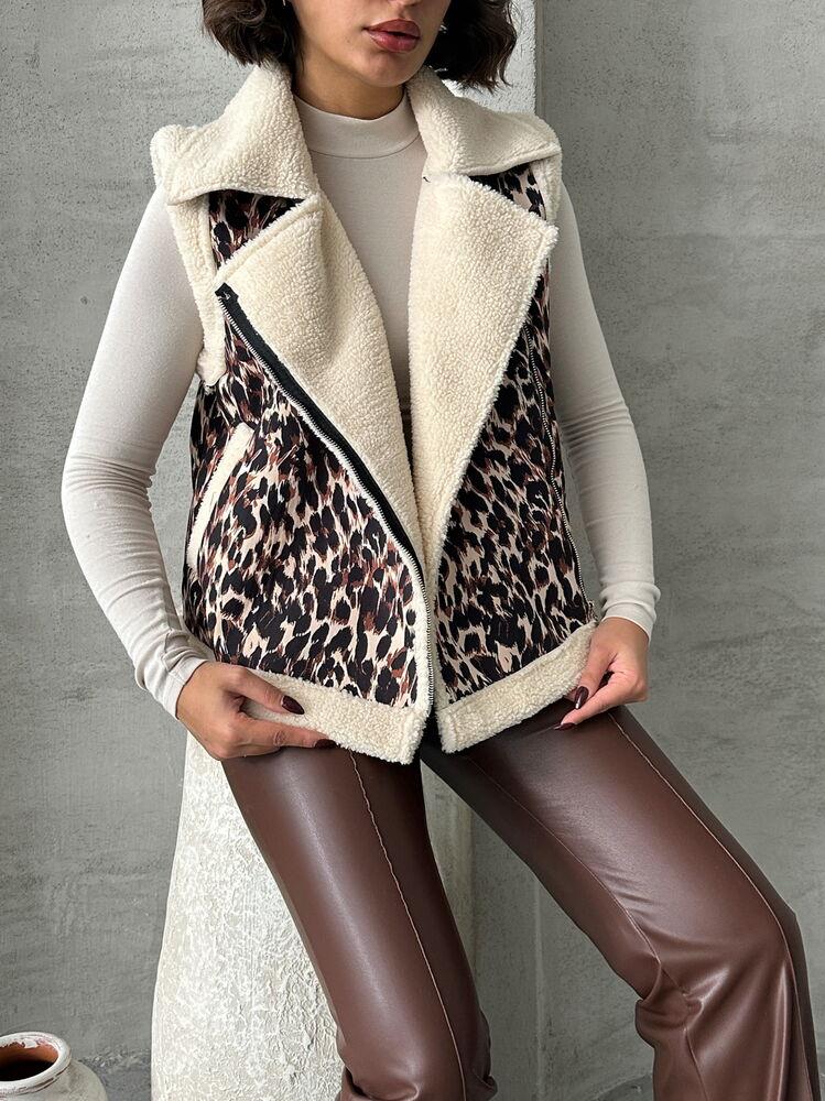 Peluş Toptan Yelek - Leopar D2 | TOPSHOW