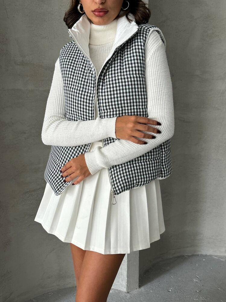 Pitikale Desen Elyaflı Sisme Toptan Yelek - Siyah | TOPSHOW