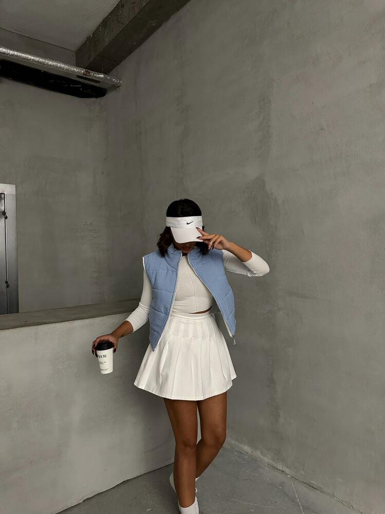 Pitikare Desen Elyaflı Şişme Toptan Yelek - Saks | TOPSHOW