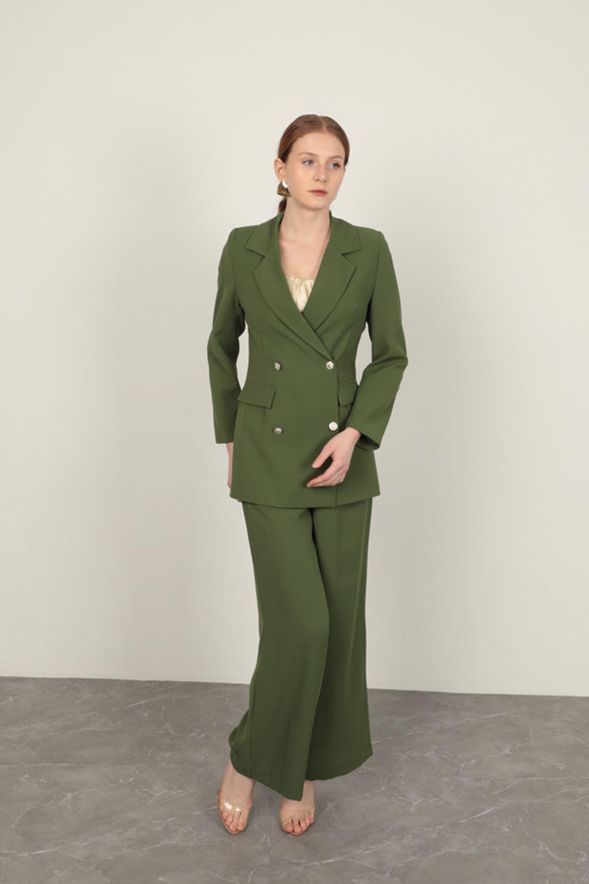 Polyviscon Fabric Women's Jacket-Khaki