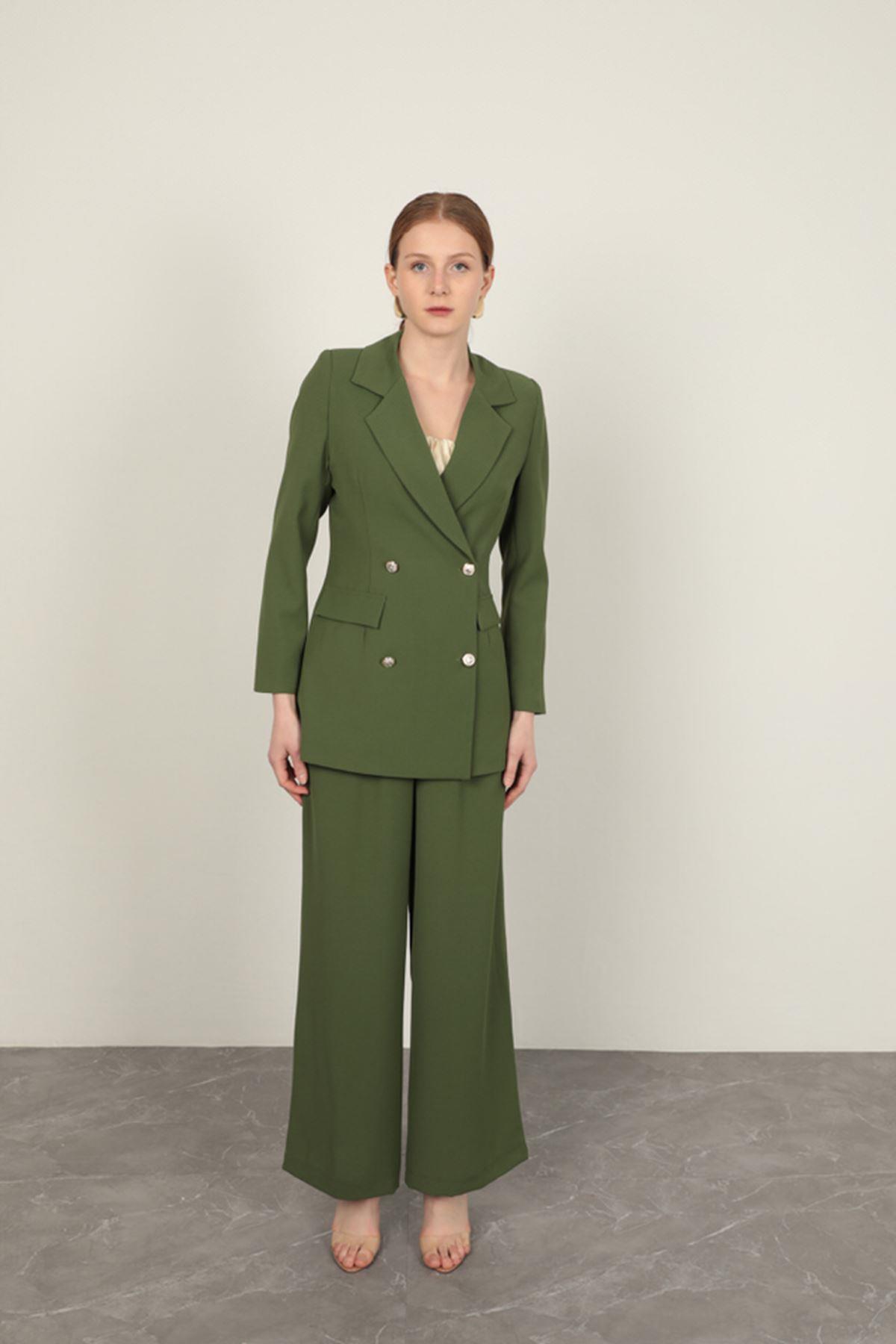 Polyviscon Fabric Women's Jacket-Khaki