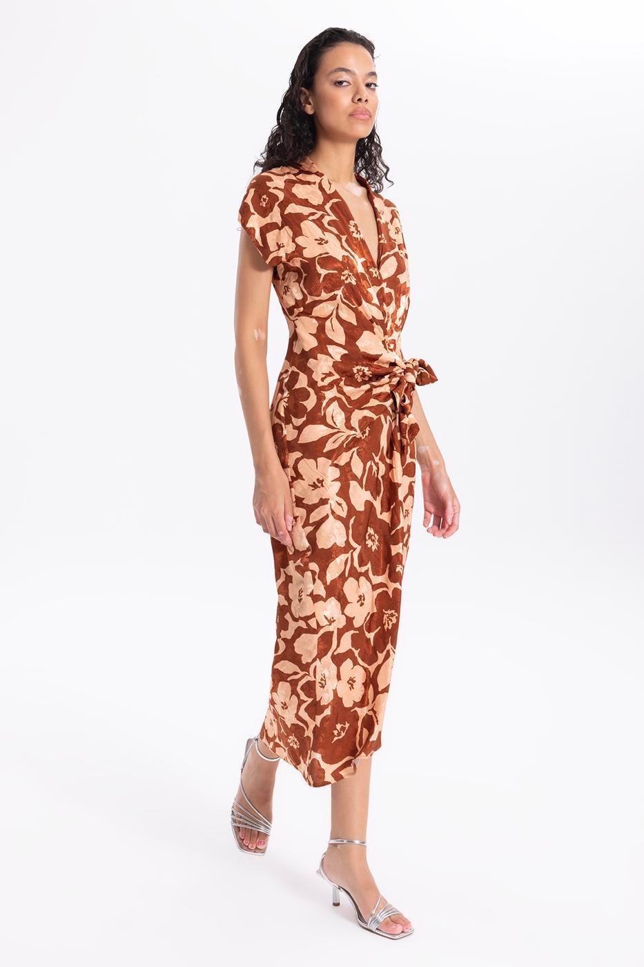 Printed Double Breasted Dress