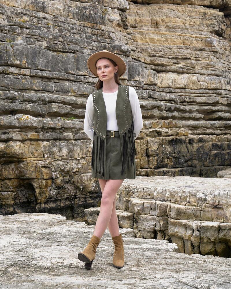 Püsküllü Droplu Toptan Yelek - Haki | TOPSHOW