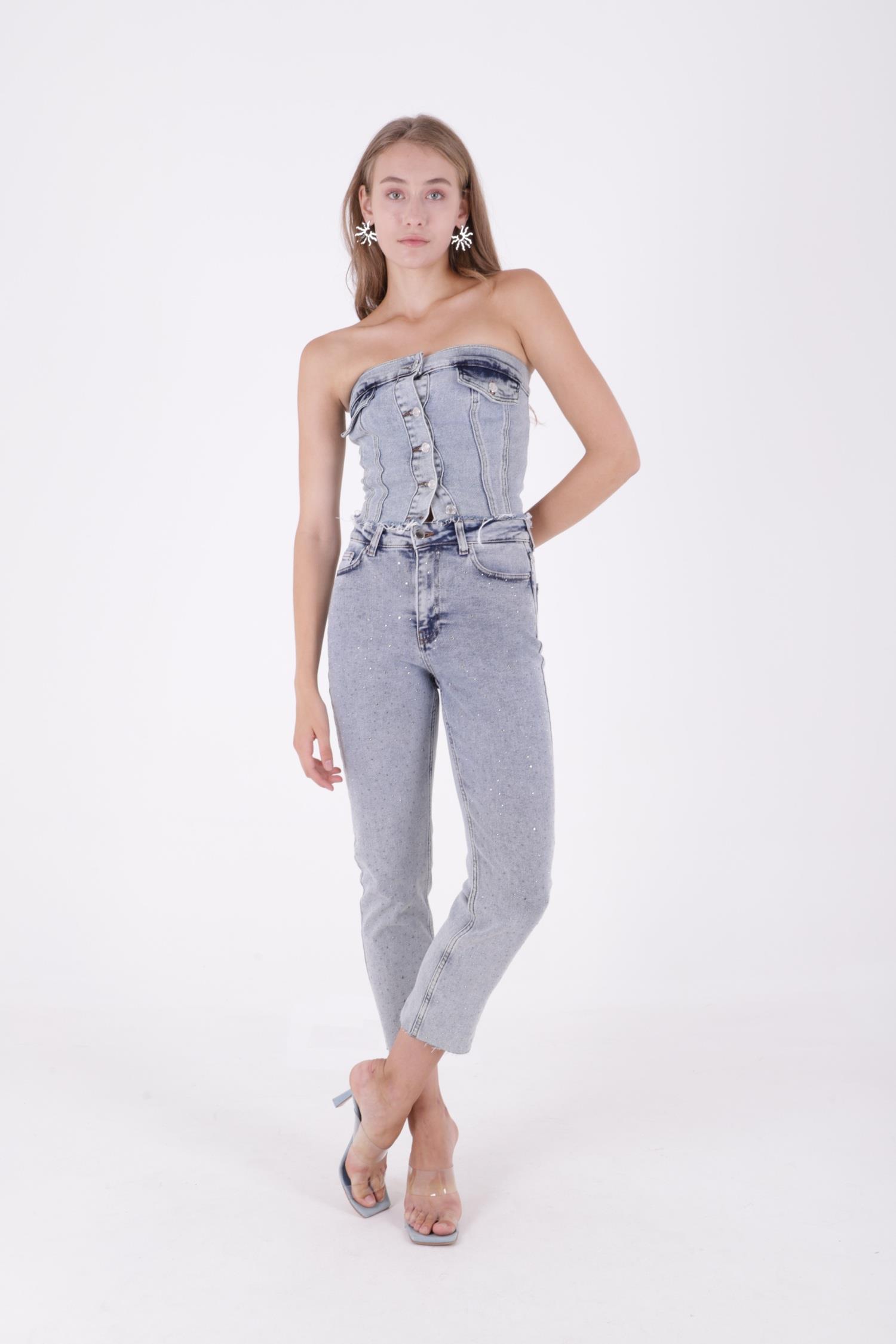 Serpme Yıldızlı Kot Pantolon 7040-23-(28-33)
