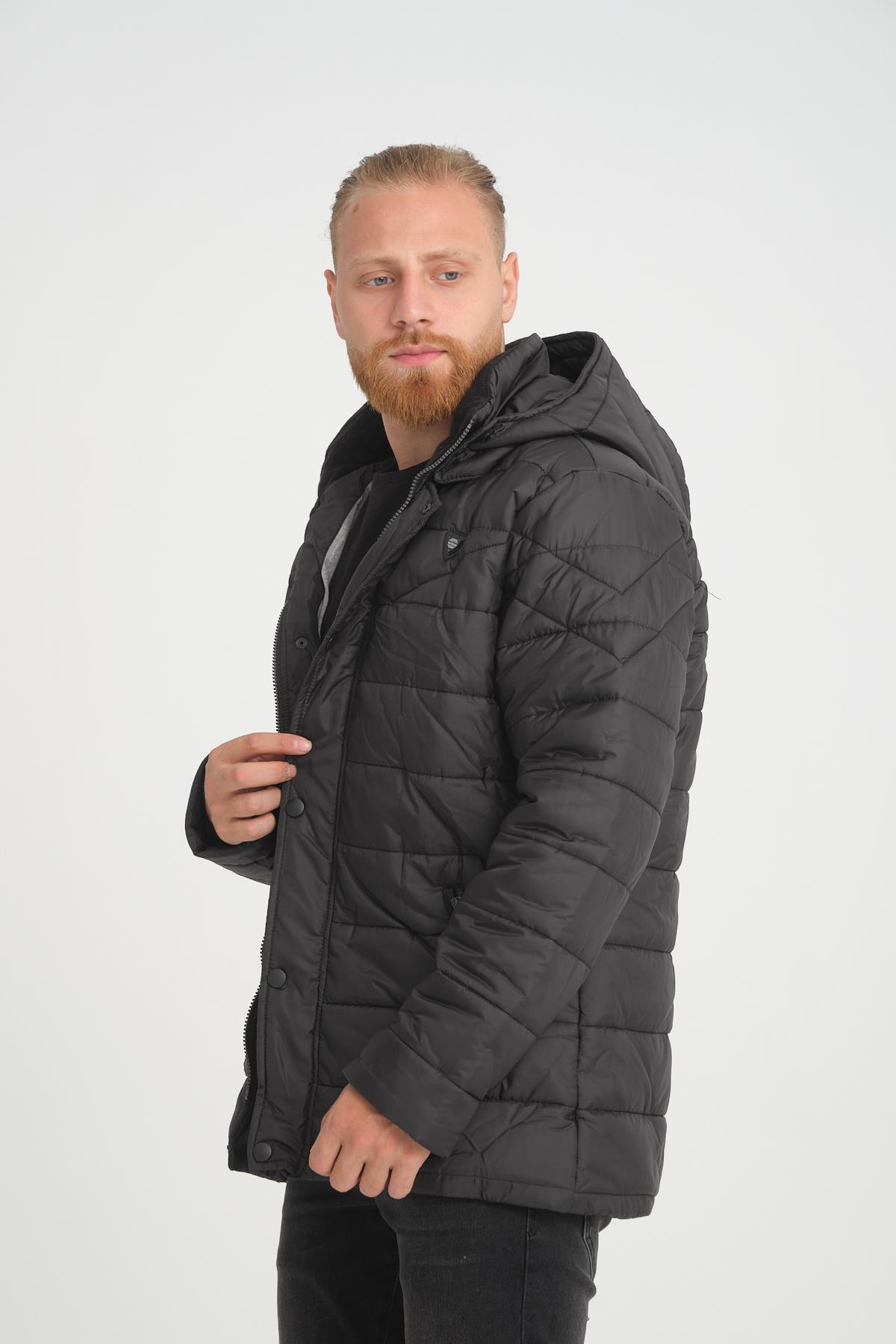 Wholesale Black Detachable Polar Hood Jersey Lined Jacket 3027S