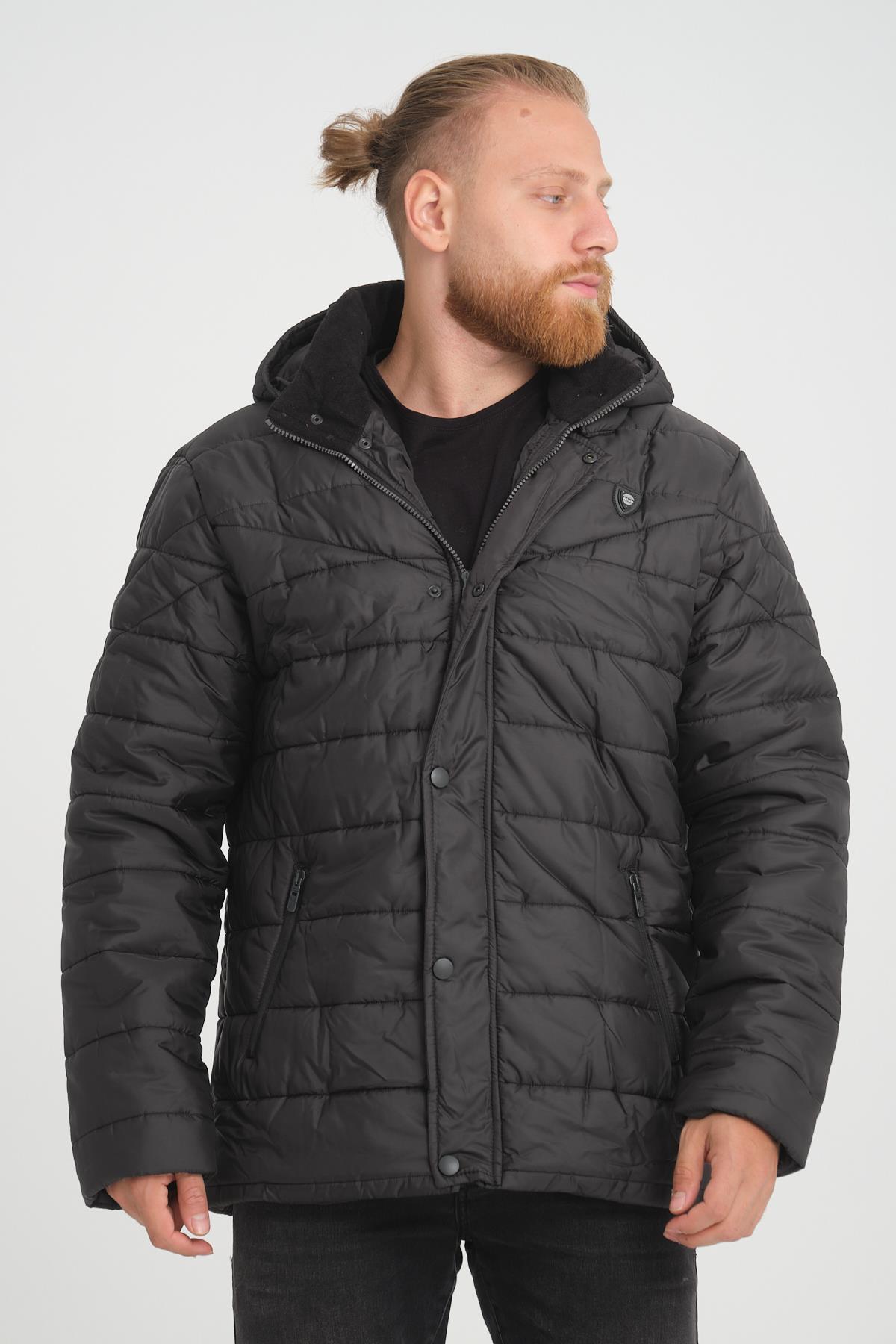 Wholesale Black Detachable Polar Hood Jersey Lined Jacket 3027S