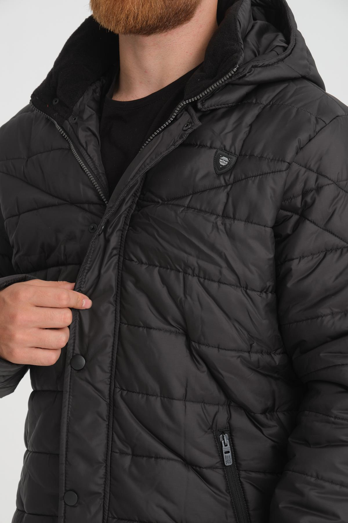 Wholesale Black Detachable Polar Hood Jersey Lined Jacket 3027S