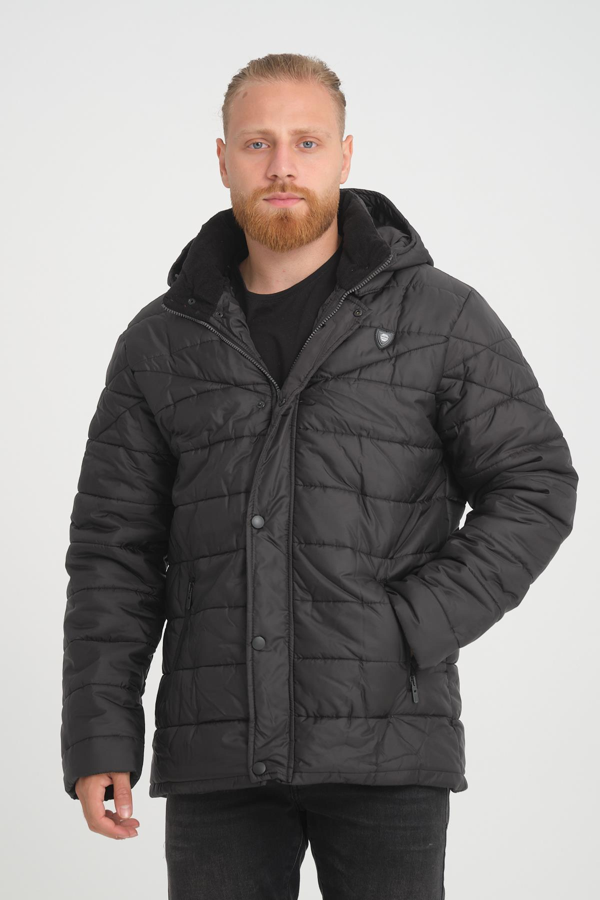 Wholesale Black Detachable Polar Hood Jersey Lined Jacket 3027S