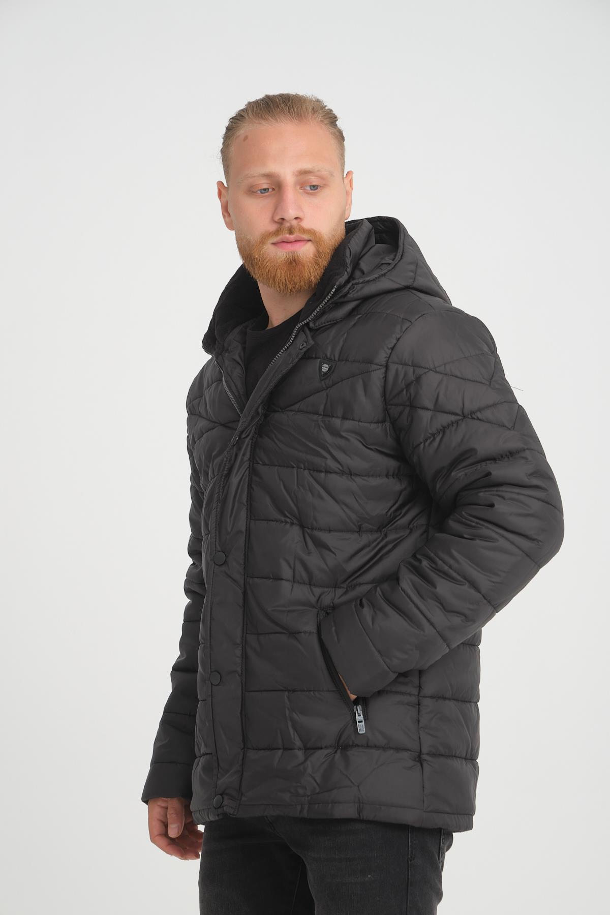 Wholesale Black Detachable Polar Hood Jersey Lined Jacket 3027S