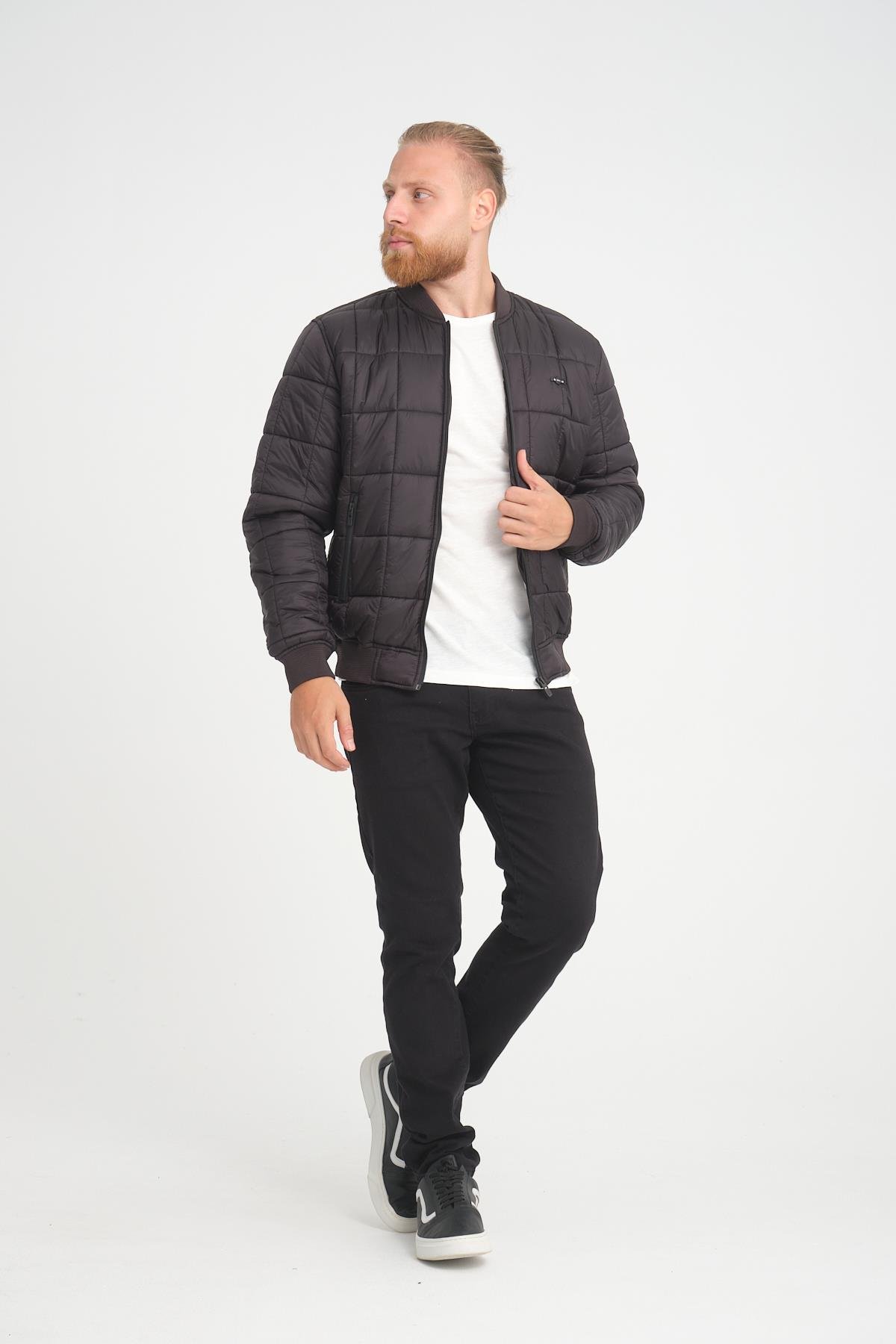 Wholesale Black Quilted Pilot Jacket 4574S