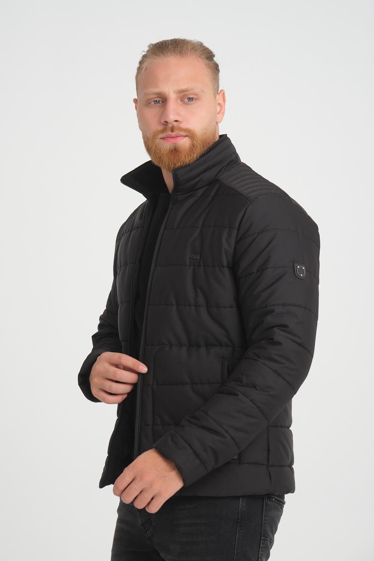 Wholesale Black Ripstop Stand Collar Waterproof Jacket 3084S