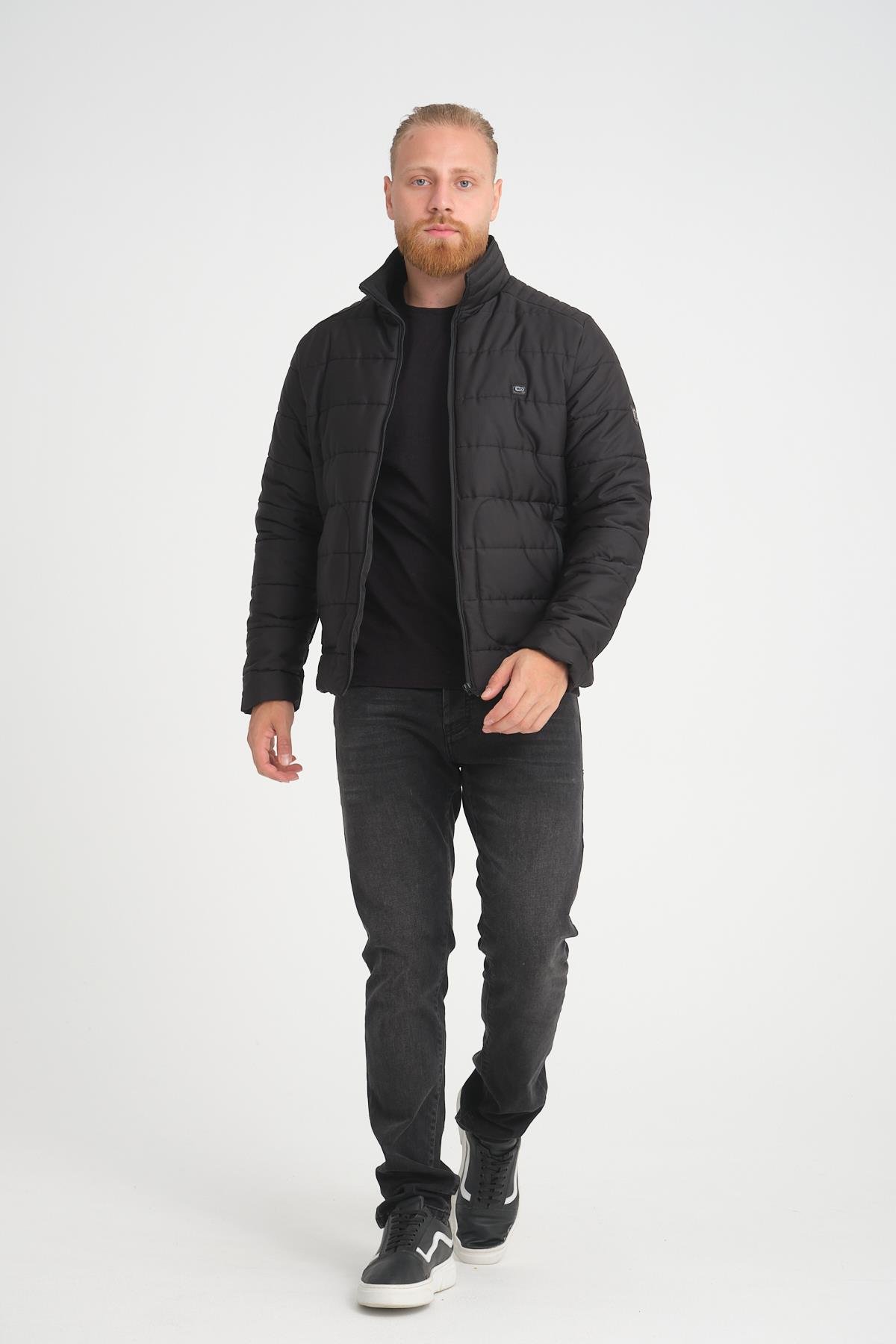 Wholesale Black Ripstop Stand Collar Waterproof Jacket 3084S