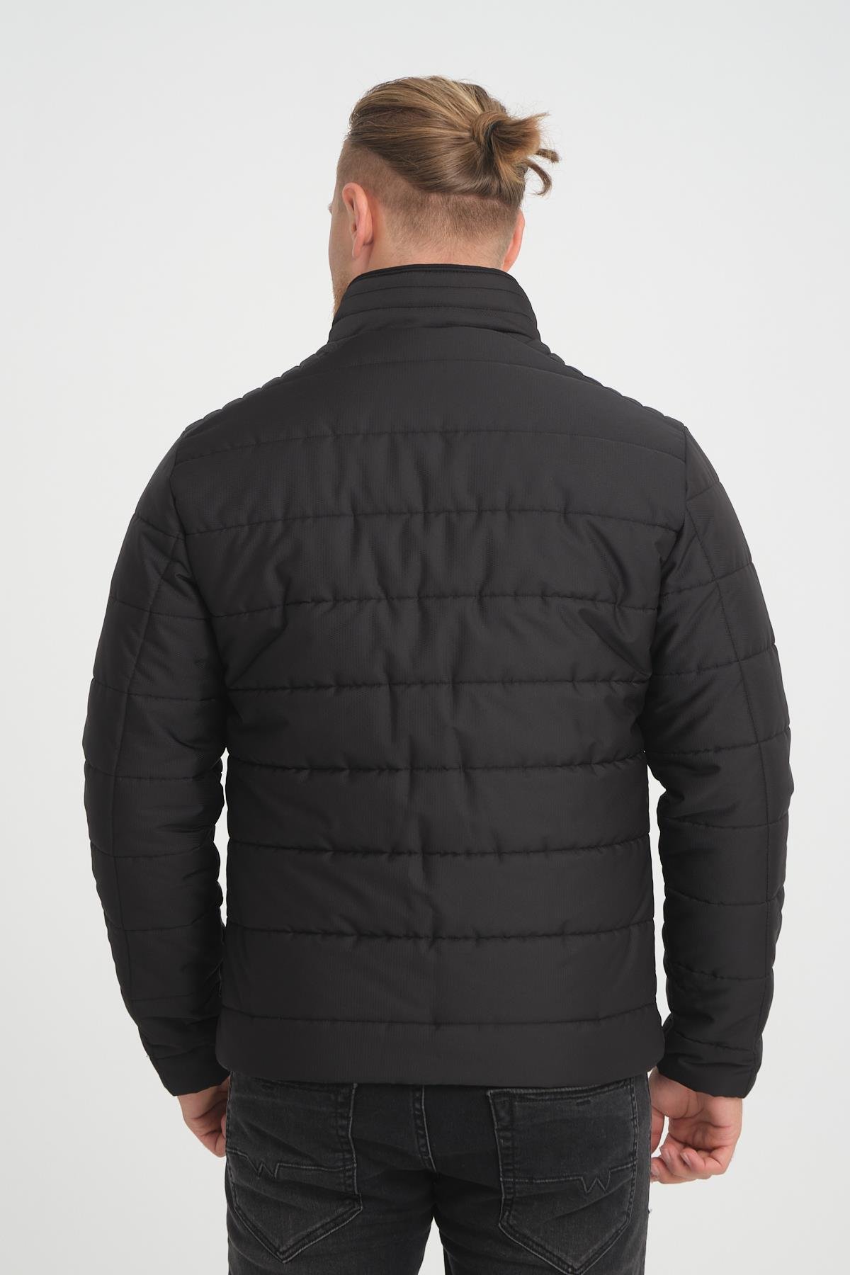 Wholesale Black Ripstop Stand Collar Waterproof Jacket 3084S