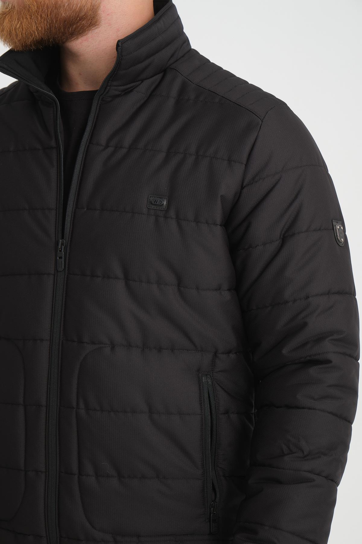 Wholesale Black Ripstop Stand Collar Waterproof Jacket 3084S