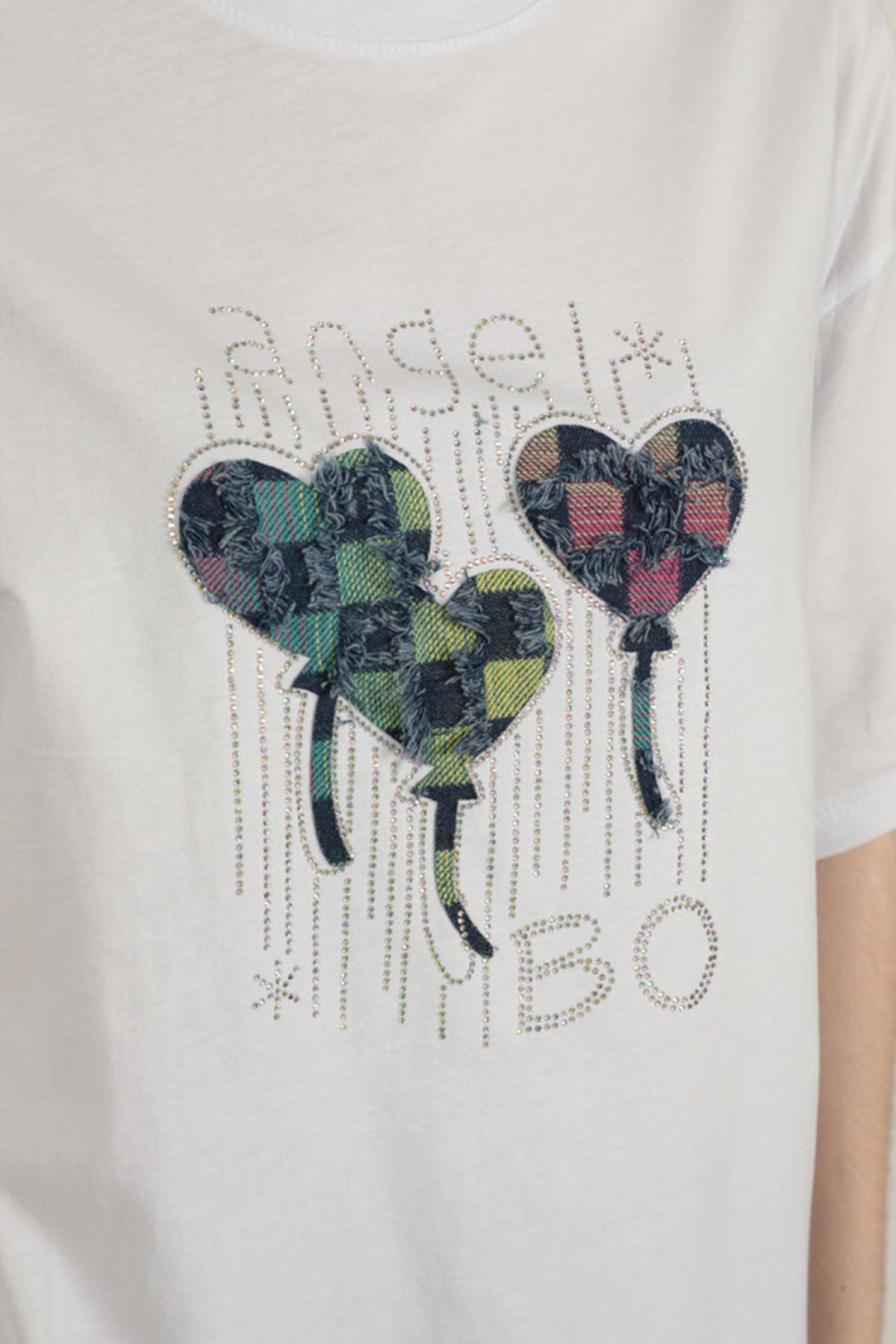 Stone Printed Women's T-Shirt-White