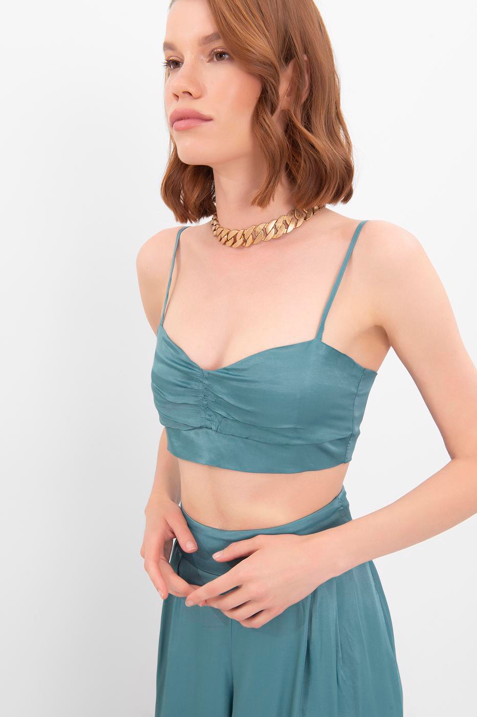 Strapped satin bustier
